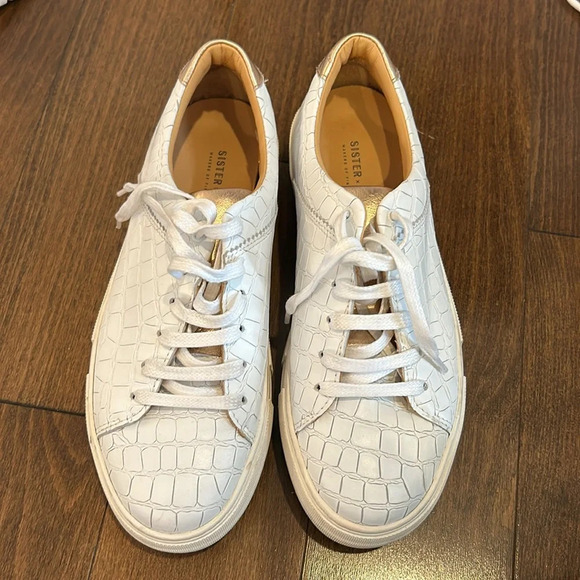 Sister X Soeur Lulu Croc Embossed  Sneaker White - Picture 3 of 6